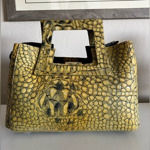 Mustard Yellow Pulicati Leather Croc Satchel